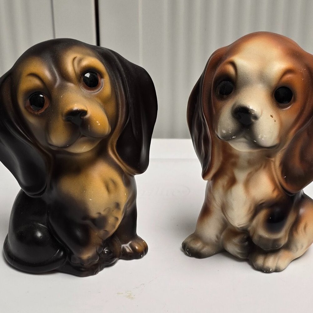 Small Dog Figurines Vintage Set of 2